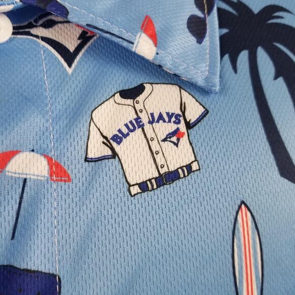 Toronto Blue Jays Shirt Mens XL Blue MLB Baseball Hawaiian Button Up Tropical - Picture 5 of 16